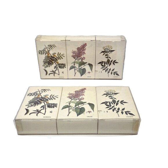 Fragonard Soap Lot Set Savonnette de Luxe 6 Bars 75g ea Lilac Jasmine Mimosa Vtg